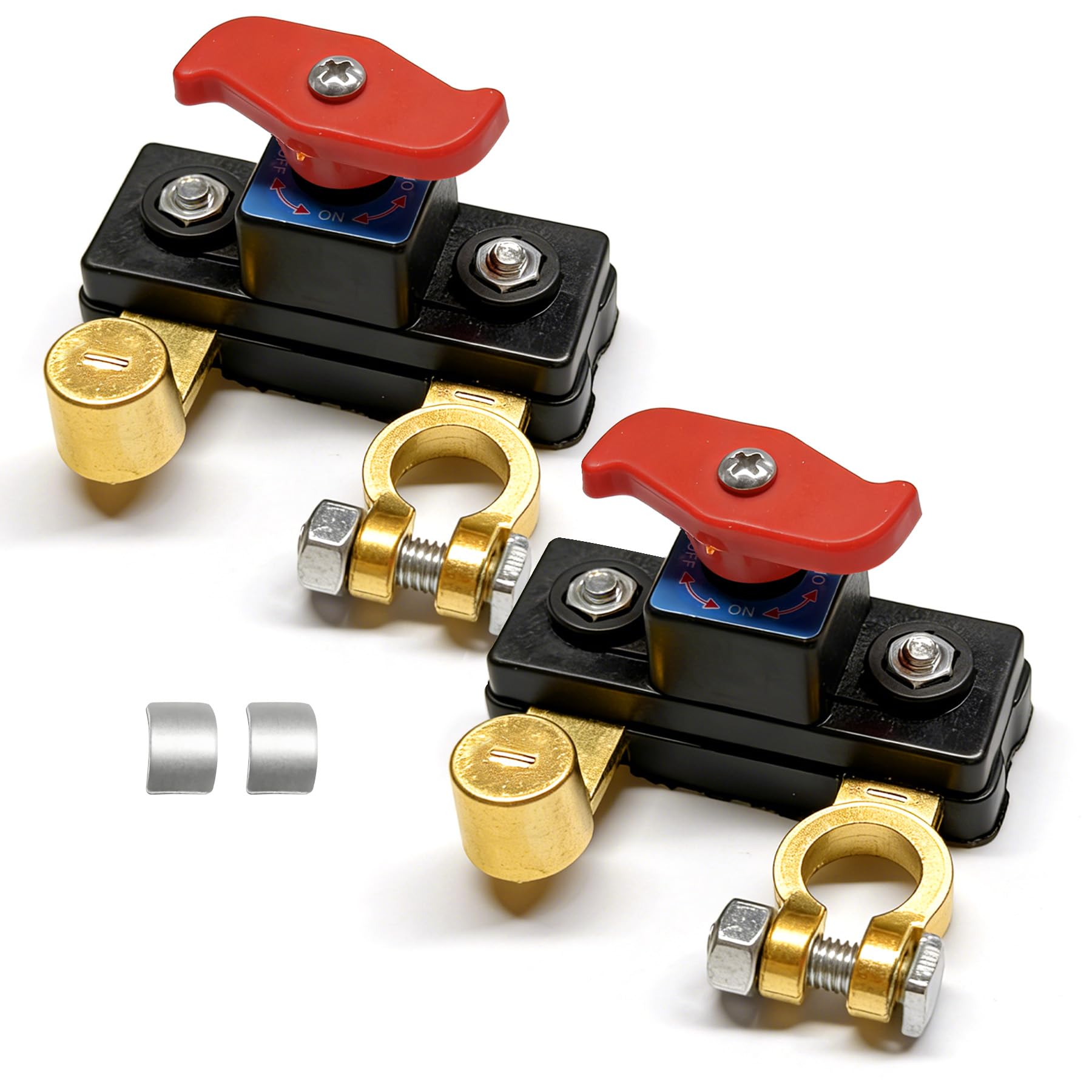 TZEKING 2PCS Interruttore di interruzione dell'alimentazione della batteria dell'auto,12 V-48 V interruttore di disconnessione regolabile in rame pur per auto, moto, barca, roulotte