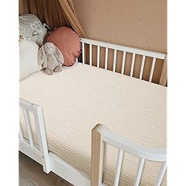 Crib Sheets for Boys Girl, Fitted Baby Toddler Bed Sheets 28 x 52, Neutral Muslin Cotton Crib Mattress Bedding Soft and Breathable Comfort (Cream)
