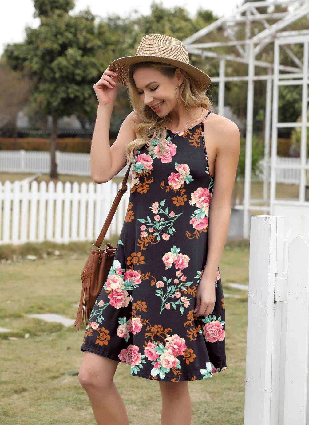 Feiersi Summer Dresses for Women Beach Floral Tshirt Sundress Sleeveless Casual Loose Tank Dress - Image 4