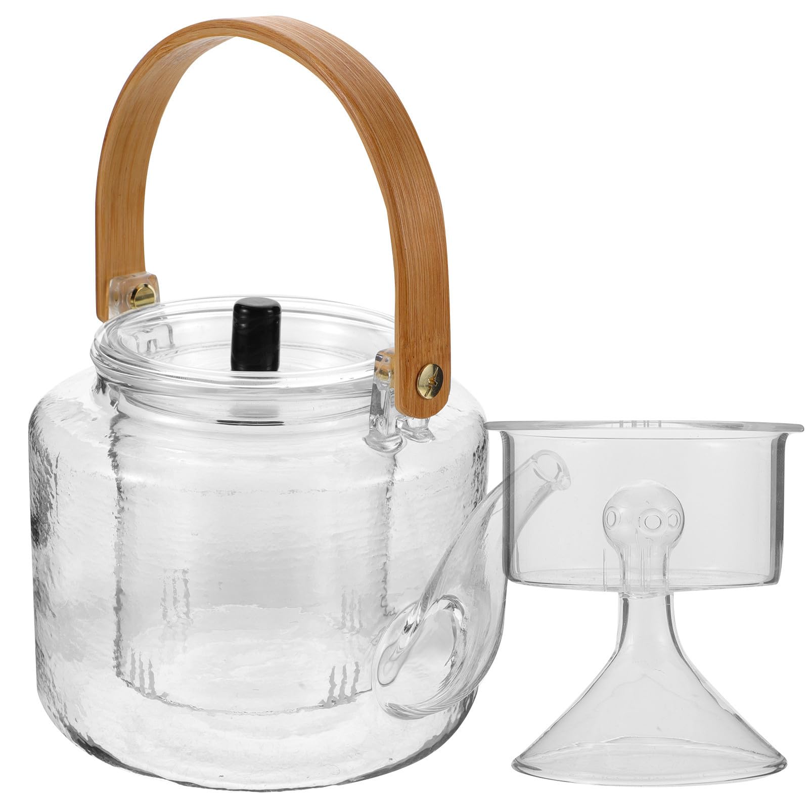 Tetera Doméstica de Vidrio Pequeña Mango Antiescaldaduras, Ligera y Resistente para Calentar Agua de 1000ml, Adecuada para Aficionados al Café y Té Negro