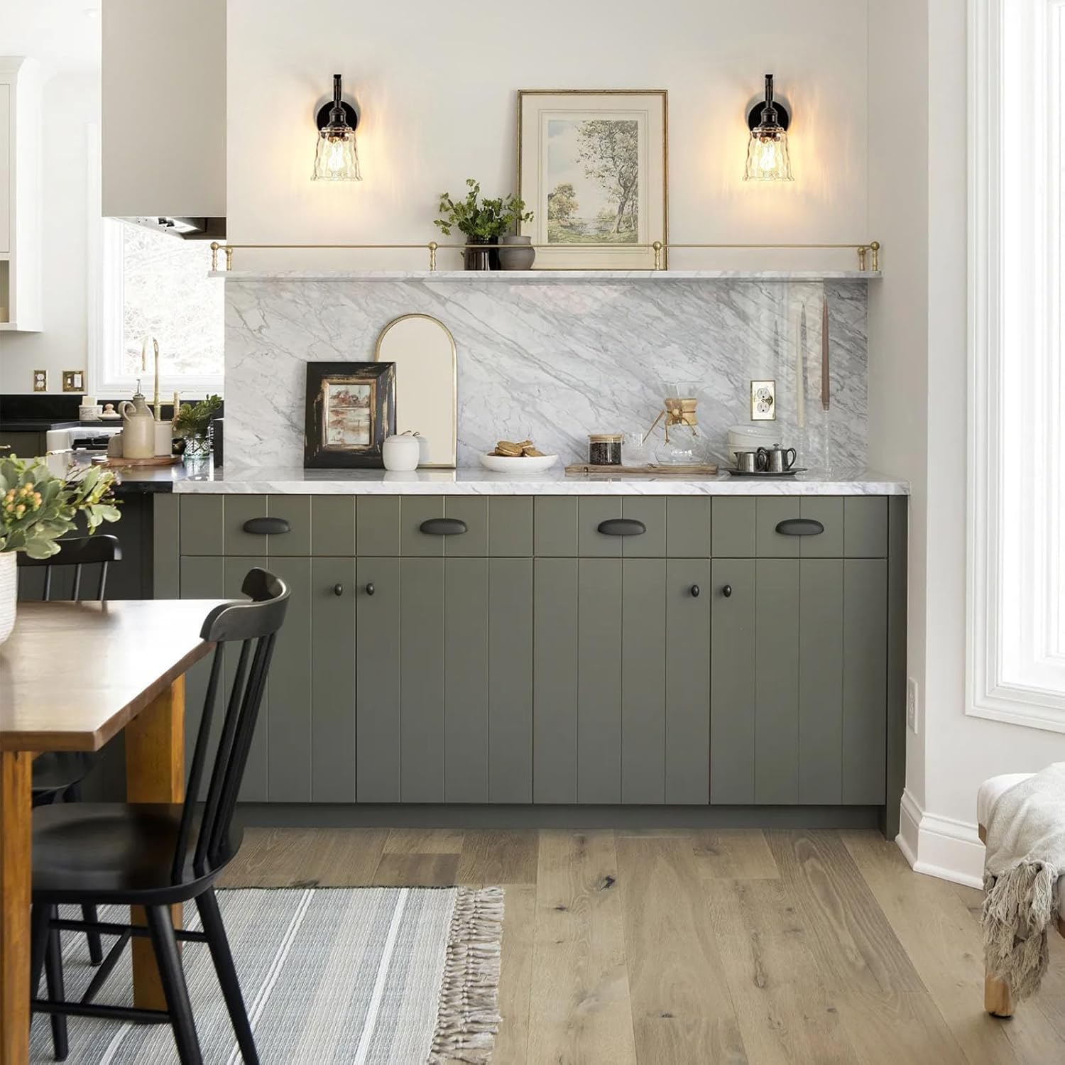 Blck Wall Sconce, Modern Matte Black Sconces Wall Lighting, Vintage Glass Light Fixtures for Bathroom Vanity Mirror Living Room Bedroom Kitchen Hallway Stairway E26 Hardwire