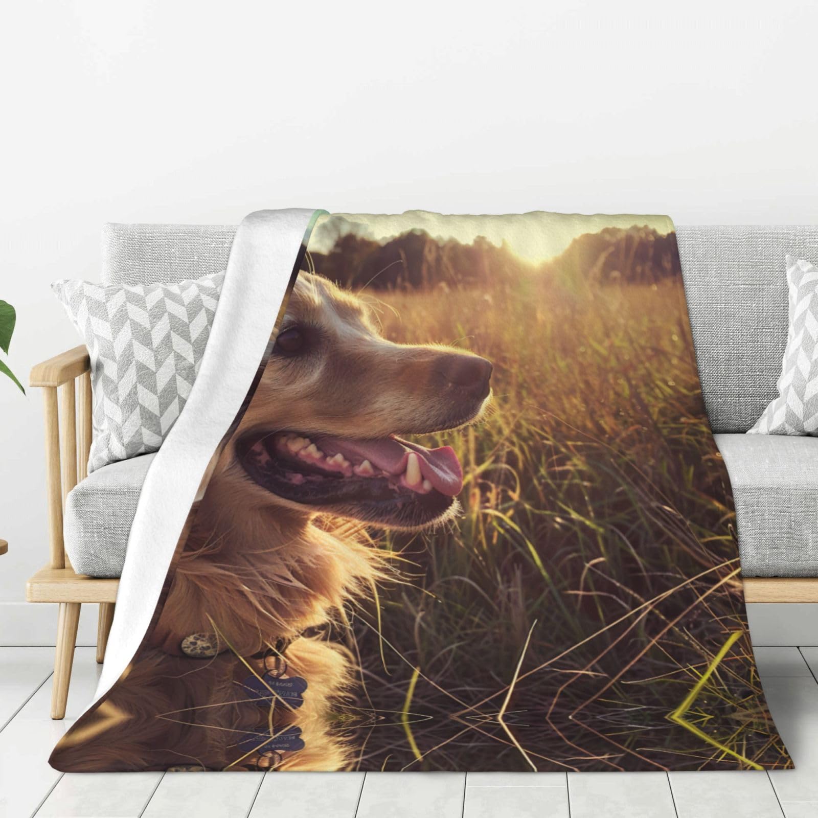 Couverture Golden Retriever plaid imprimé en flanelle : le cadeau idéal pour lit et canapé