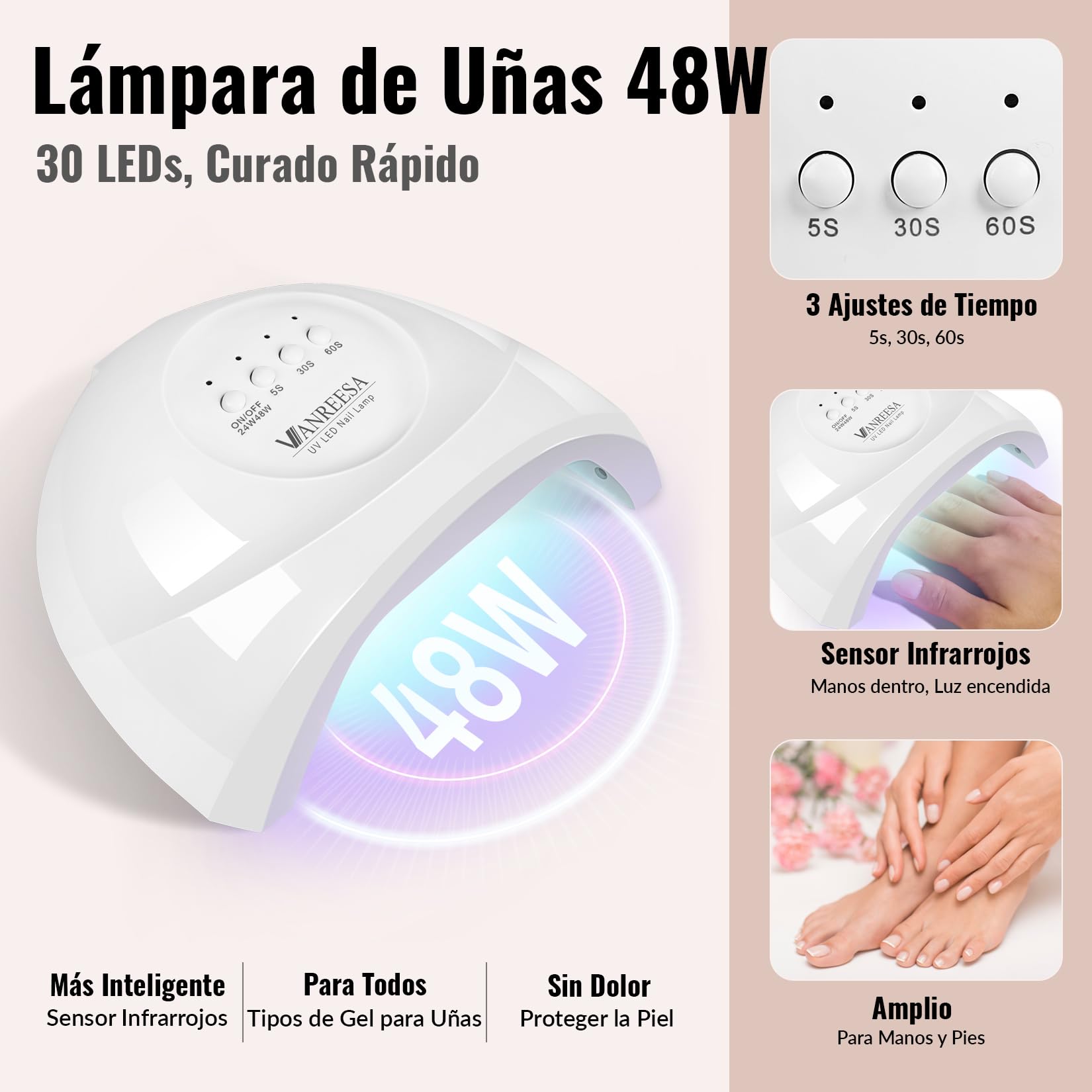 VANREESA Kit Uñas Semipermanentes 16 Colores Uñas Semipermanentes Kit Completo con Lámpara U V 48W Set Manicura Semipermanente con Mate Top Base Coat