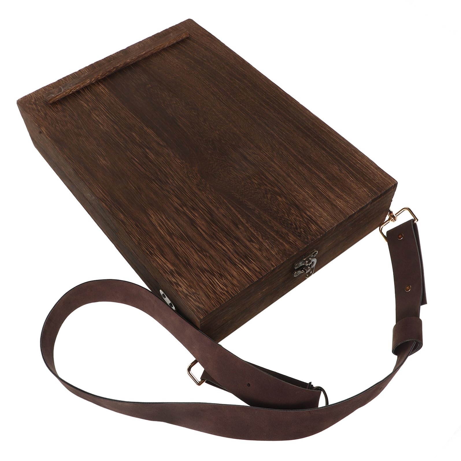 KICHOUSE Scatola in Legno Portaoggetti Artistico per Organizzazione Scrivania con Coperchio Design Raffinato per Pennelli e Cancelleria per Ufficio o Esterno