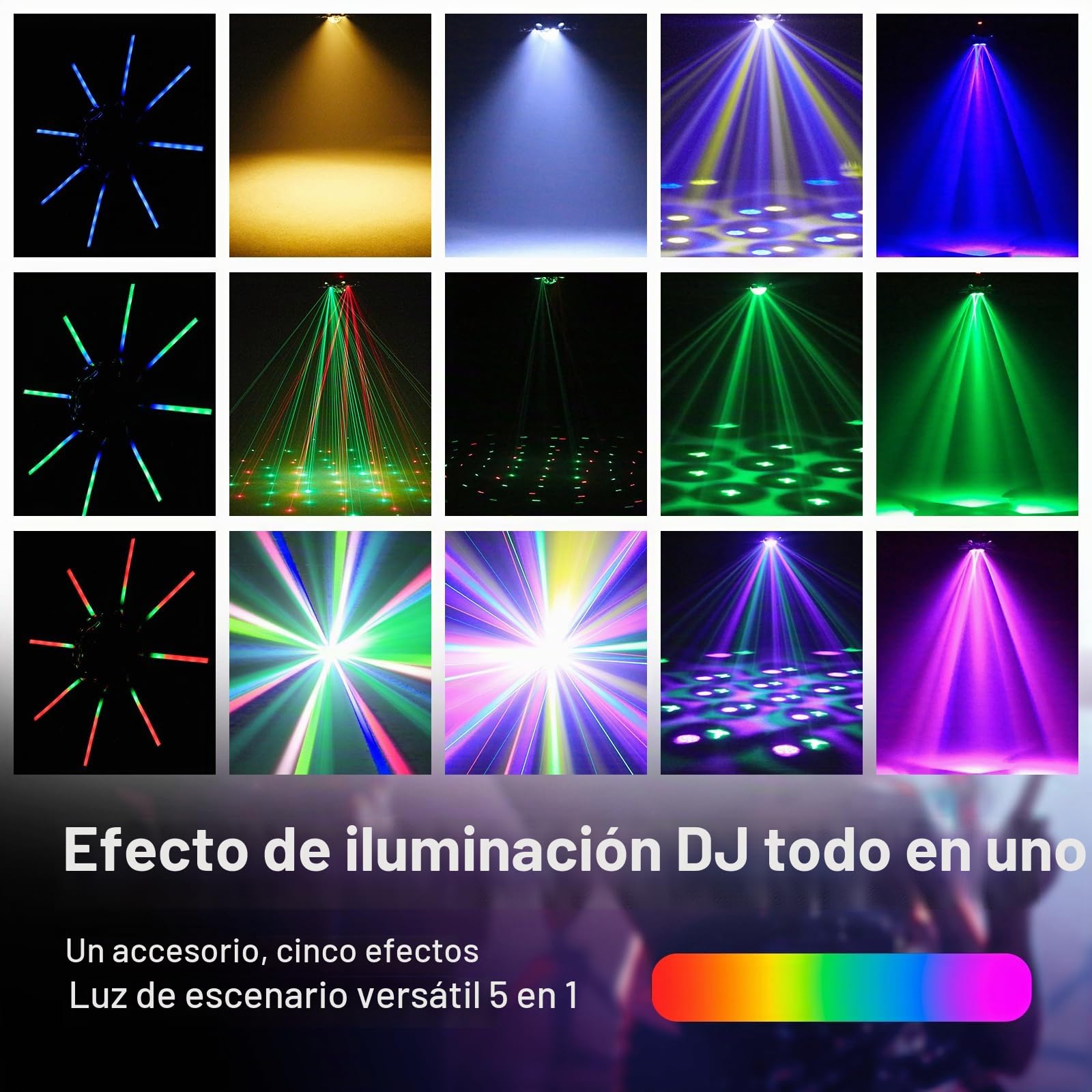 150W Beam Cabeza móvil Luces de Escenario con Control Remoto, 8 brazos LED RGBW Haz Luz de Fiesta Bola de Discoteca con Patrones Estroboscópico DMX512 Control de Sonido para Bar DJ Boda Concierto