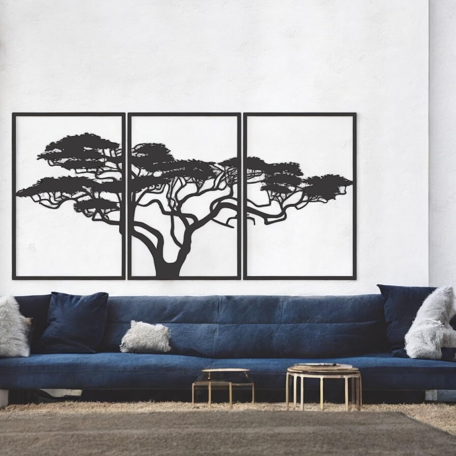 Tubibu Árbol de la Vida Decoración de Pared Mural Metal Negro 3D Moderna Cuadros para Hogar Oficina Dormitorio Salón (Africano, L)