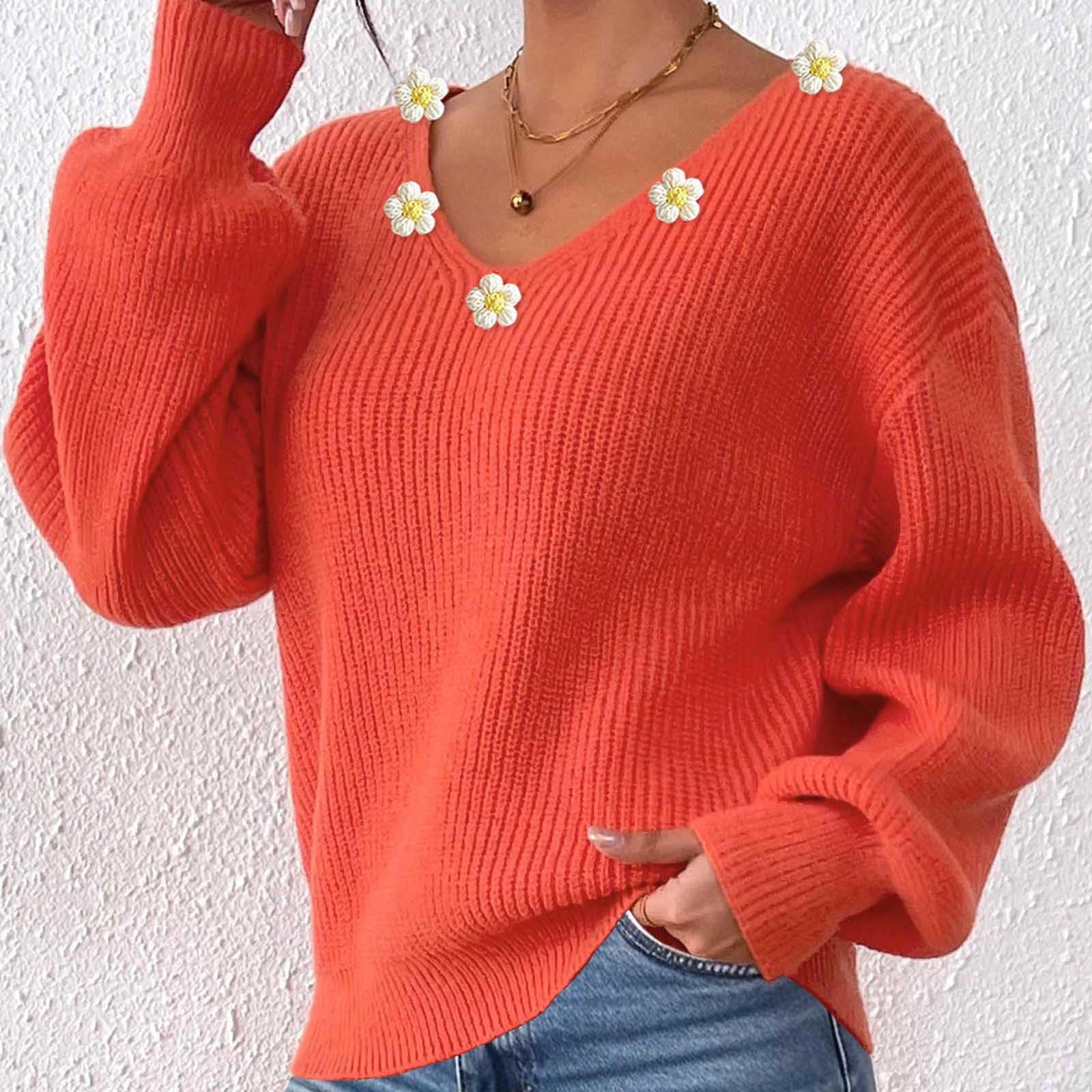 Maglione Donna Scollo a V Oversize Maglia con Stampa Casual Elegante | Linea ampia e comoda, tessuto piacevole al tatto, stile senza tempo e comfort quotidiano, abbinamenti facili da ufficio.