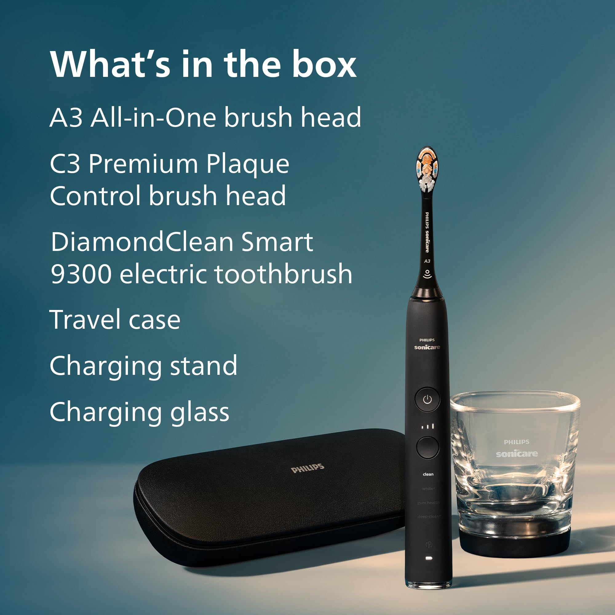 Philips Sonicare DiamondClean HX9903/15 - Cepillo de dientes eléctrico inteligente recargable para el cuidado bucal completo, serie 9300, color negro