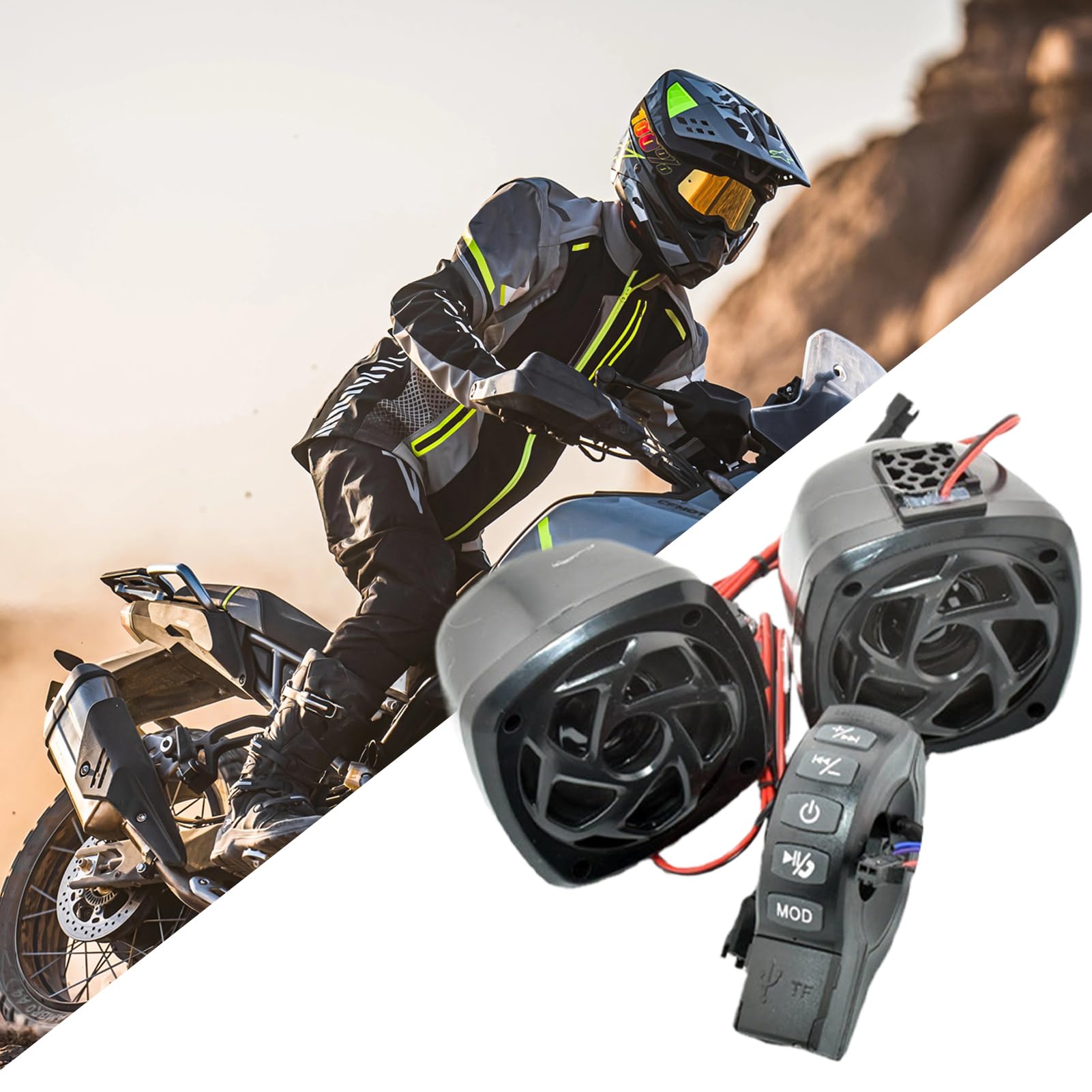 Altavoces para Moto - de Altavoces con Amplificador para Motos y Vehículos,Altavoz Potente y Versátil de Instalación Fácil para Scooter, Adultos, Adolescentes y Familia