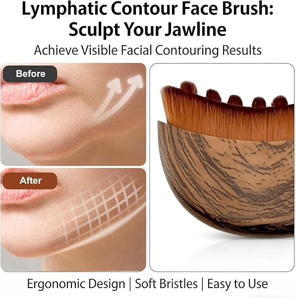 2 PCS Brosse de Contour Lymphatique pour le Visage, Brosse de Brossage à Sec, pour le drainage lymphatique et les peaux sensibles, appareil de massage pour redessiner le menton et la mâchoire - 4