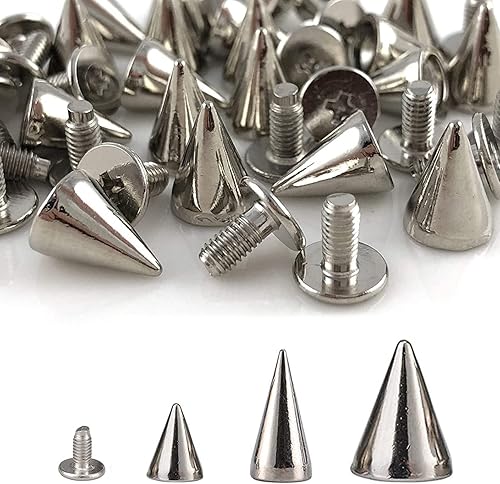 Miniatura 6 de ALLOYGOLD 70 juegos de picos de cono de varios tamaños remaches de tuerca grandes medianos y pequeños clavos de metal para árbol de estilo punk