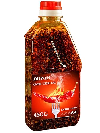 Chili Oil, Hot Sesame Chili Oil Chinese Pepper Oil for Noodles Cooking 16oz Bottles with Chili Crisp Flakes Crispy Fried Chilli Crunch, Crunchy/Vegan Good on Everything Slightly Spicy