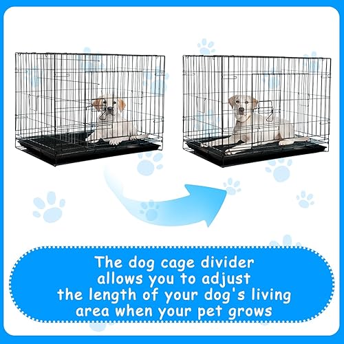 Miniatura 5 de Tandefio Paquete de 2 paneles divisores de jaulas para perros de 48 pulgadas, divisor ajustable de metal para perreras para perros grandes, medianos