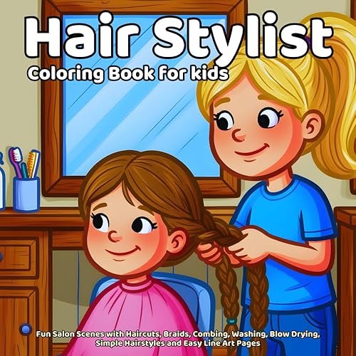 Hair Stylist Coloring Book: Fun Salon Scenes with Haircuts, Braids,