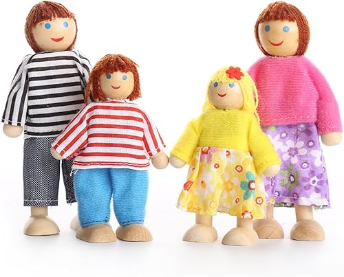 Miniatura 2 de Juego de 7 figuras de madera con perro para niños, casa de muñecas, regalo de simulación