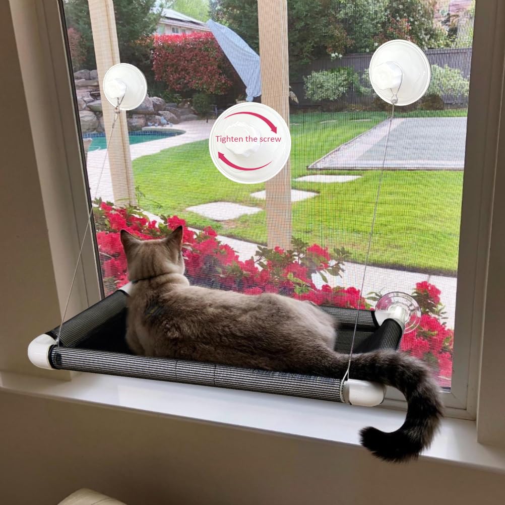 Licybem Cat Hammocks Suction Cup Window Seat - Space Saving Cat Bed for Large Cats Supporting 360 Sunbath