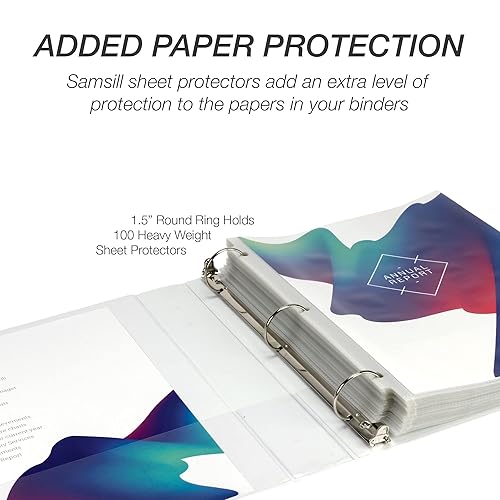 Vista 206 de Samsill (MP128567) - Carpeta de 3 anillos redondos de 2 pulgadas, fabricada en los EE. UU., con cubierta transparente personalizable para insertos