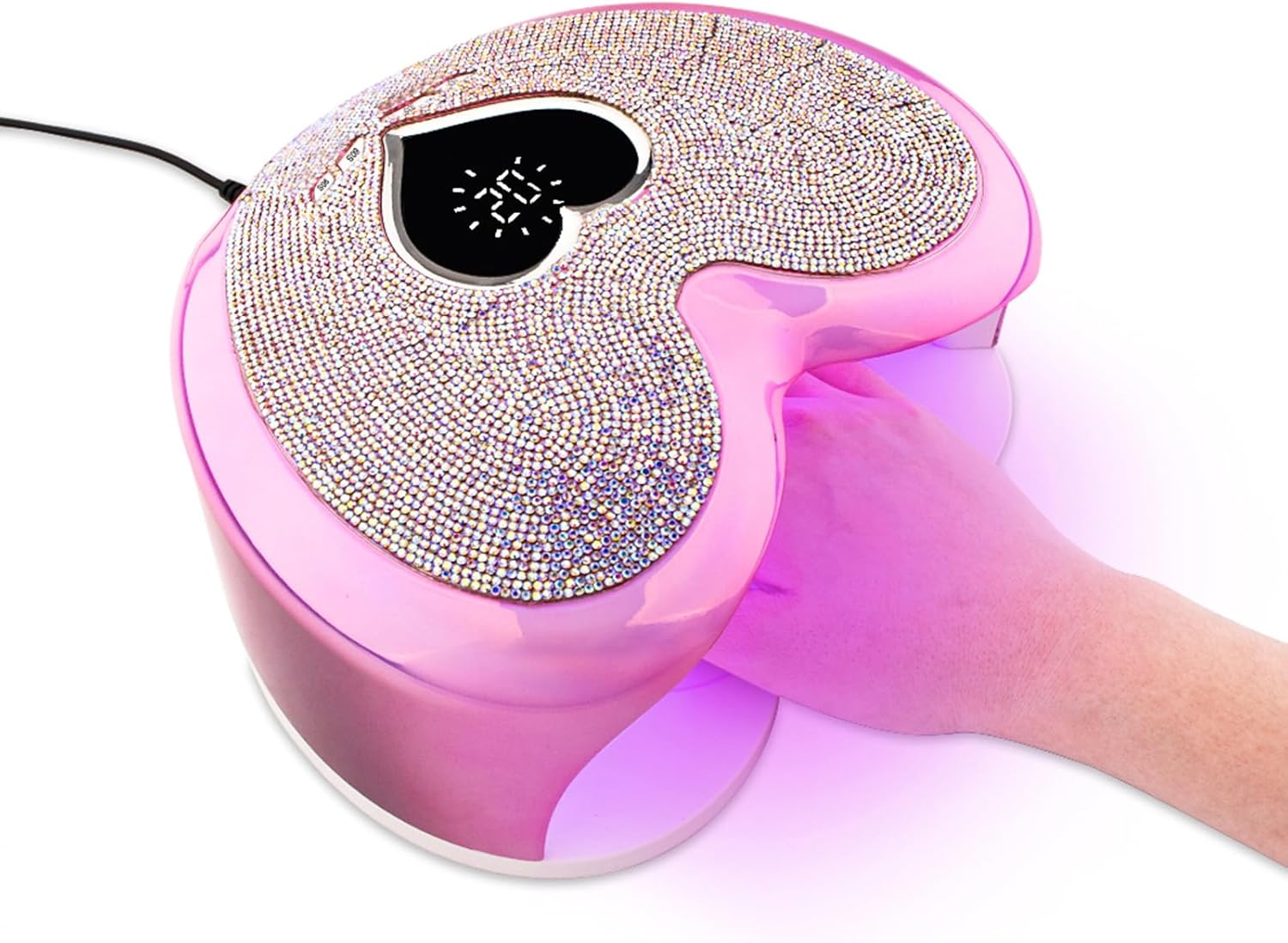 96W UV LED Nail Lamp,Rechargeable Nail Dryer, Portable UV Led Nail Light with Full Diamond on Surface,Professional Curing Gel Polish Acrylic Nails Tools for Home & Salon