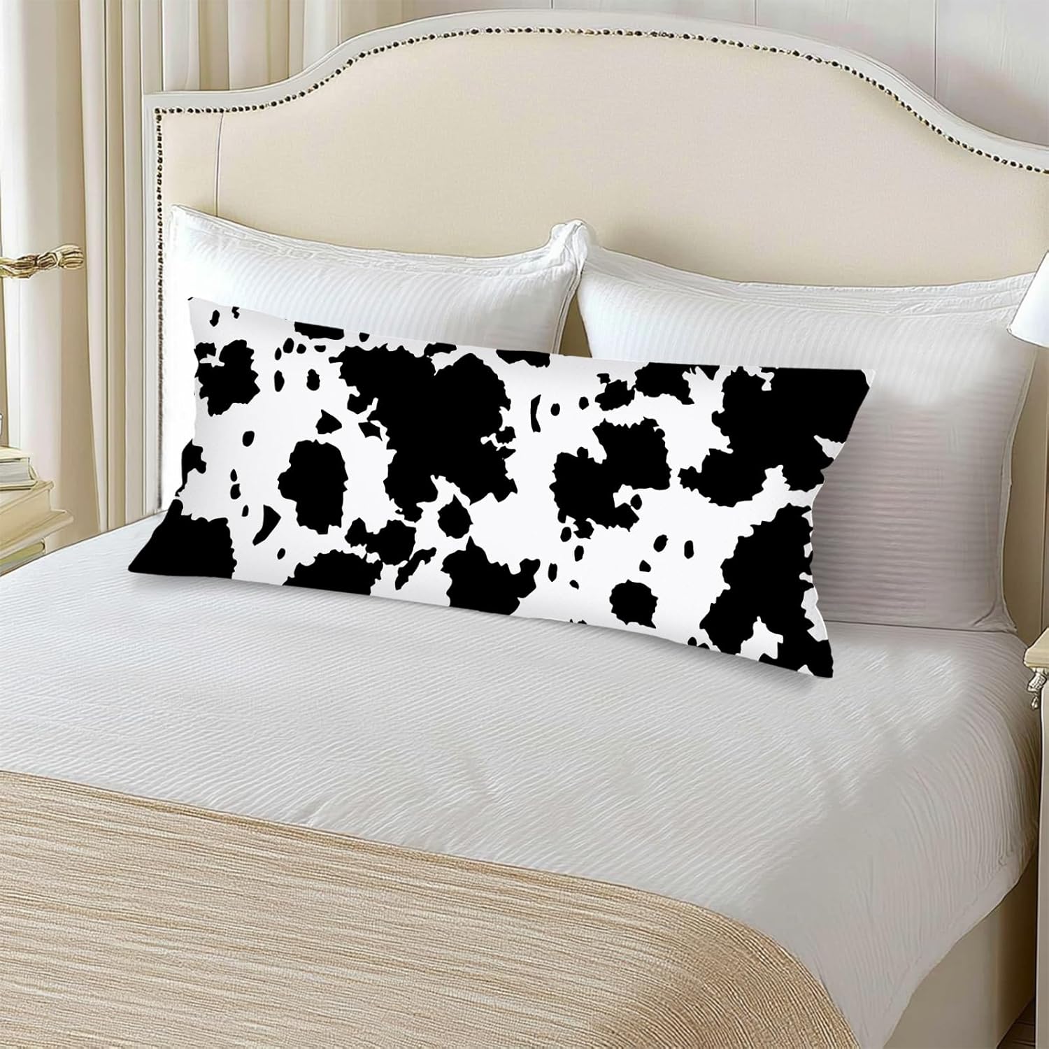 Cow Print Body Pillow Cover 20x60 Western Long Pillow Case Cow Brown White Cowhide Printed Pillowcase with Envelope Closure Farmhouse Pillows Covers Decorative Bed Cushion Cover for Couch,Sofa