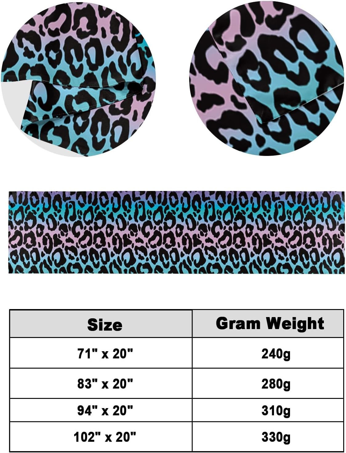 Teamery Bed Runners & Scarves, Gradient Color Leopard Print Bed Runner, Bed Scarf Protector Decorative Accent Bedding Scarf for Hotels Homes and Guestrooms, 102 x 20 inches