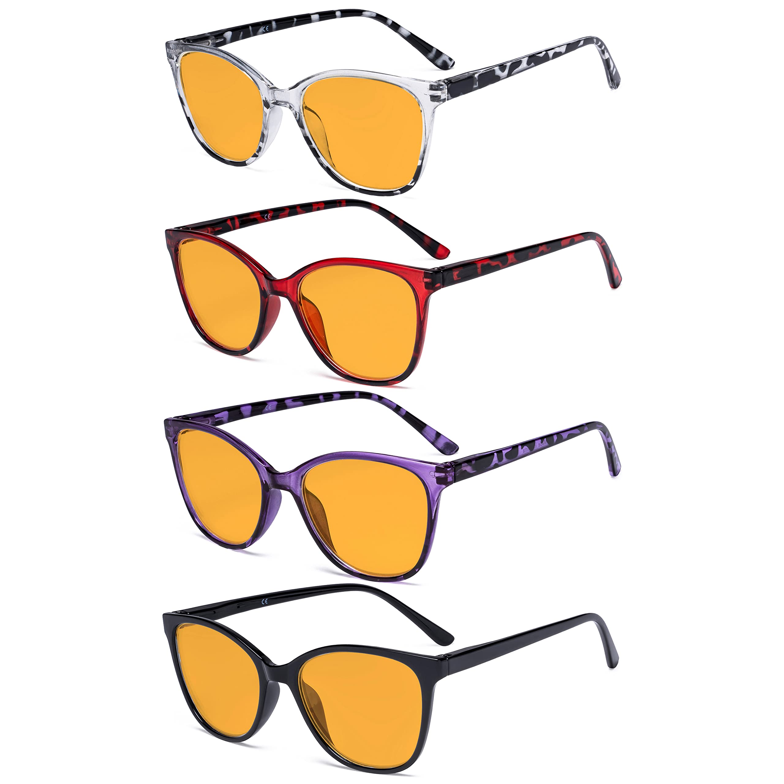 Eyekepper 4 Pack Oversized Blue Light Filter Glasses - Cat Eye Design Computer Reading Glasses for Women Anti Screen Glare Blocking Digital Blue Rays