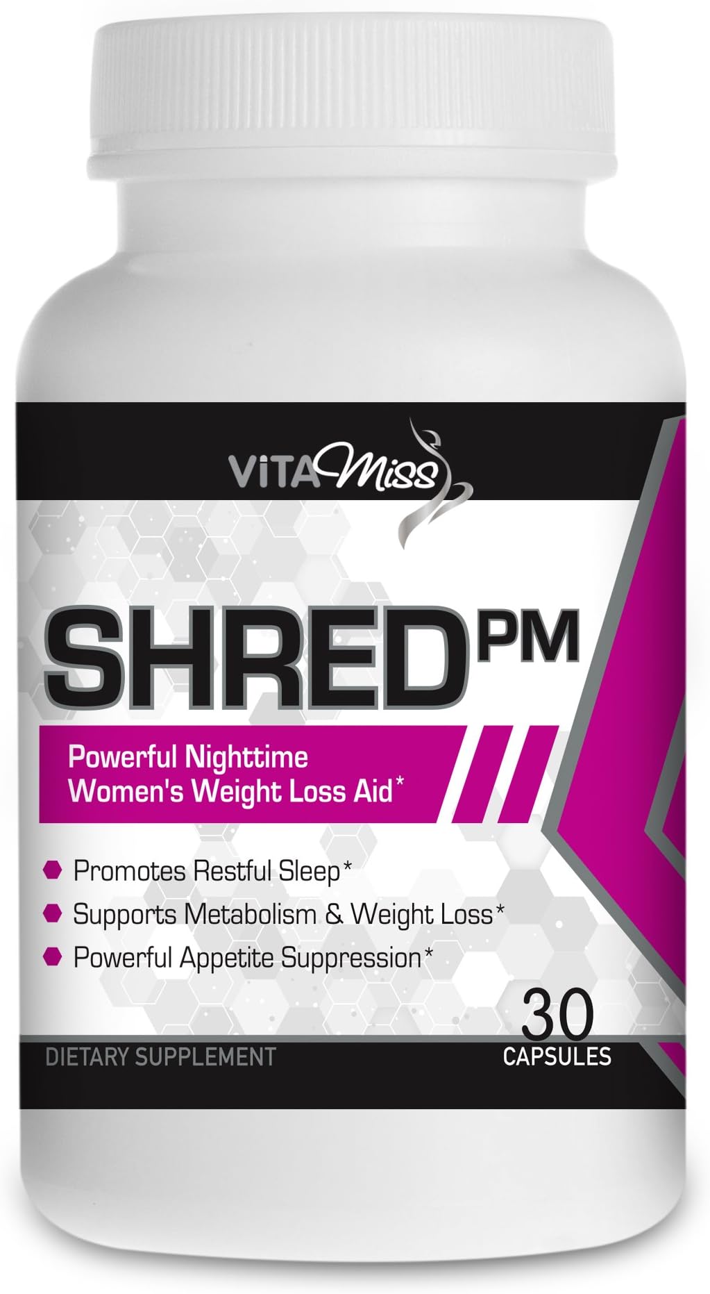 Vitamiss Shred PM - Maximum Strength Night-time Stimulant Free Fat Burner and Sleep Supplement for Women