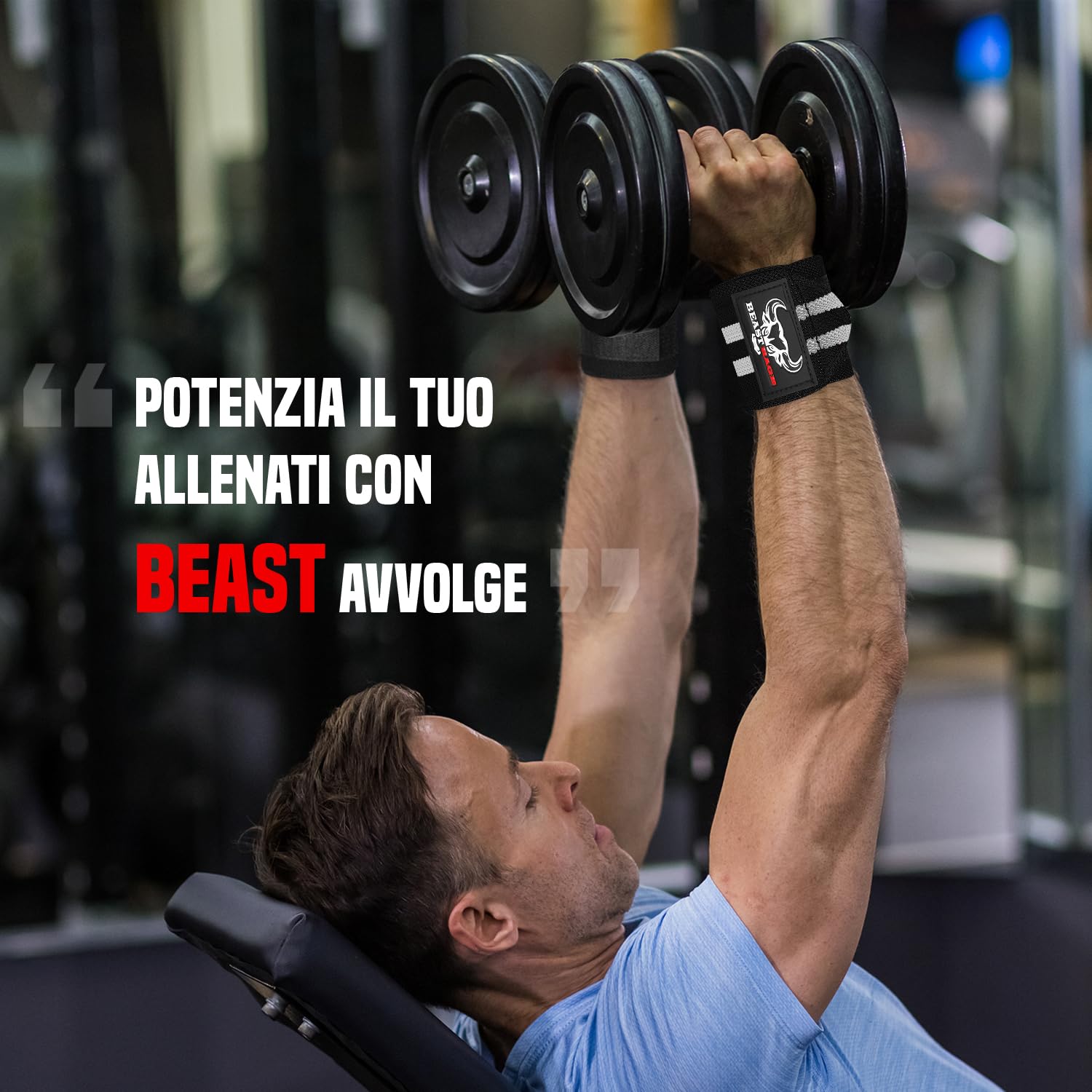 BEAST RAGE Straps Palestra Cinghie per Sollevamento Pesi Imbottite, Supporto per i Polsi, Cinghie per Fitness e Palestra, con Presa Flessibile Gel Fasce Polsi Accessori