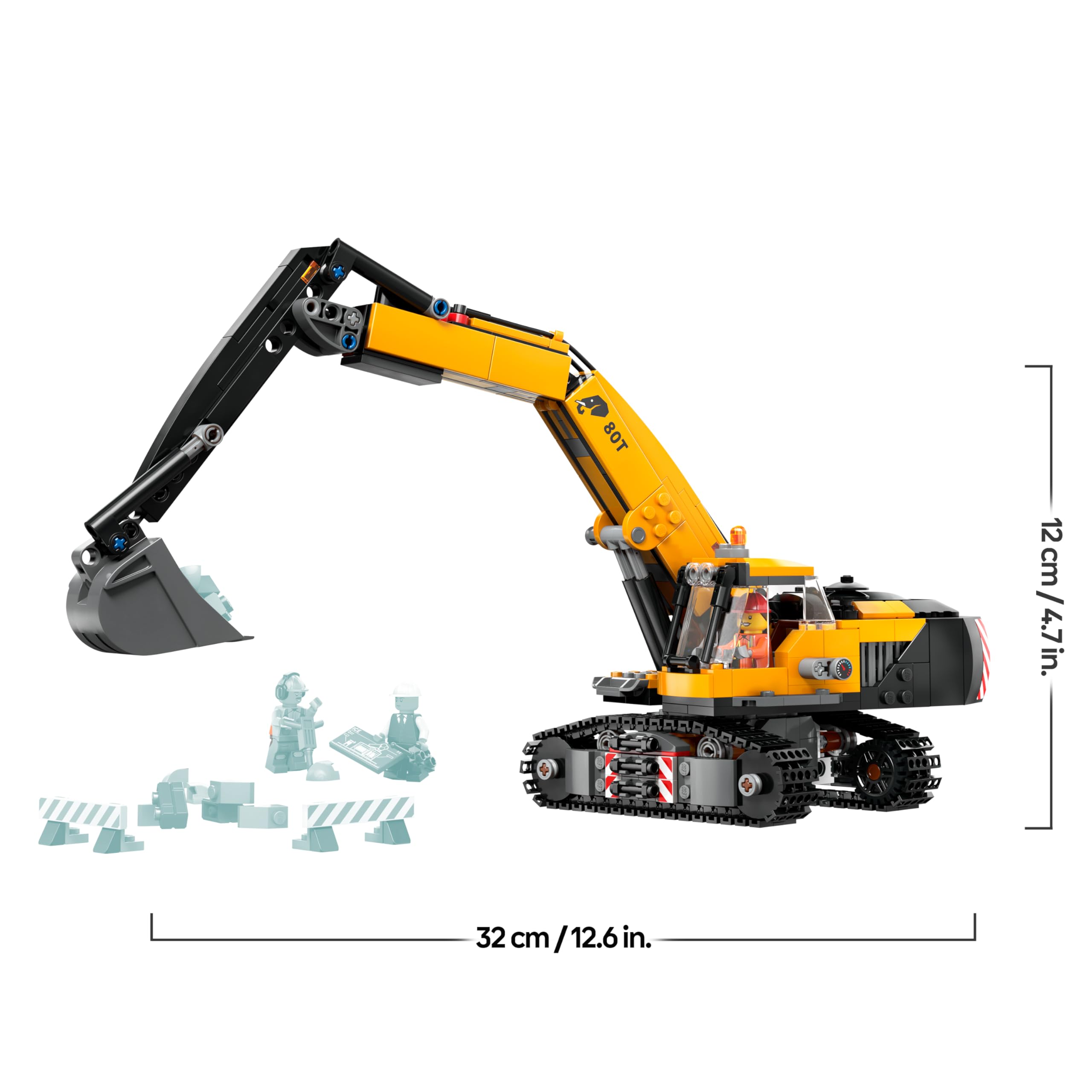 LEGO City Escavatore da Cantiere Giallo, Giochi Creativi per Bambini e Bambine da 8 Anni, Veicolo Giocattolo da Cantiere con Funzioni Reali e 3 Minifigure (Operaio, Operatore e Architetto) 60420