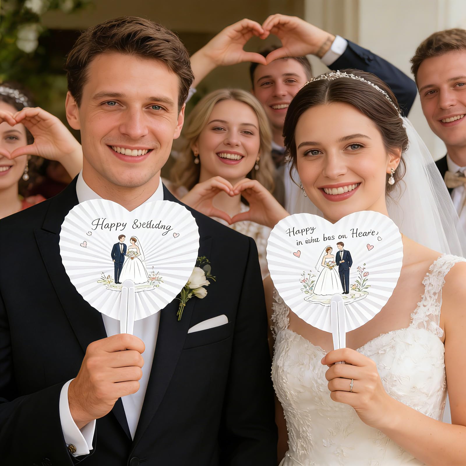 100 Fächer Hochzeit Weiße Vintage Faltfächer als Gastgeschenke | Herz Hochzeitsdeko Fächer Set Fächer zum Bemalen Fächer für Hochzeitsdeko DIY Sommer Party Papierfächer