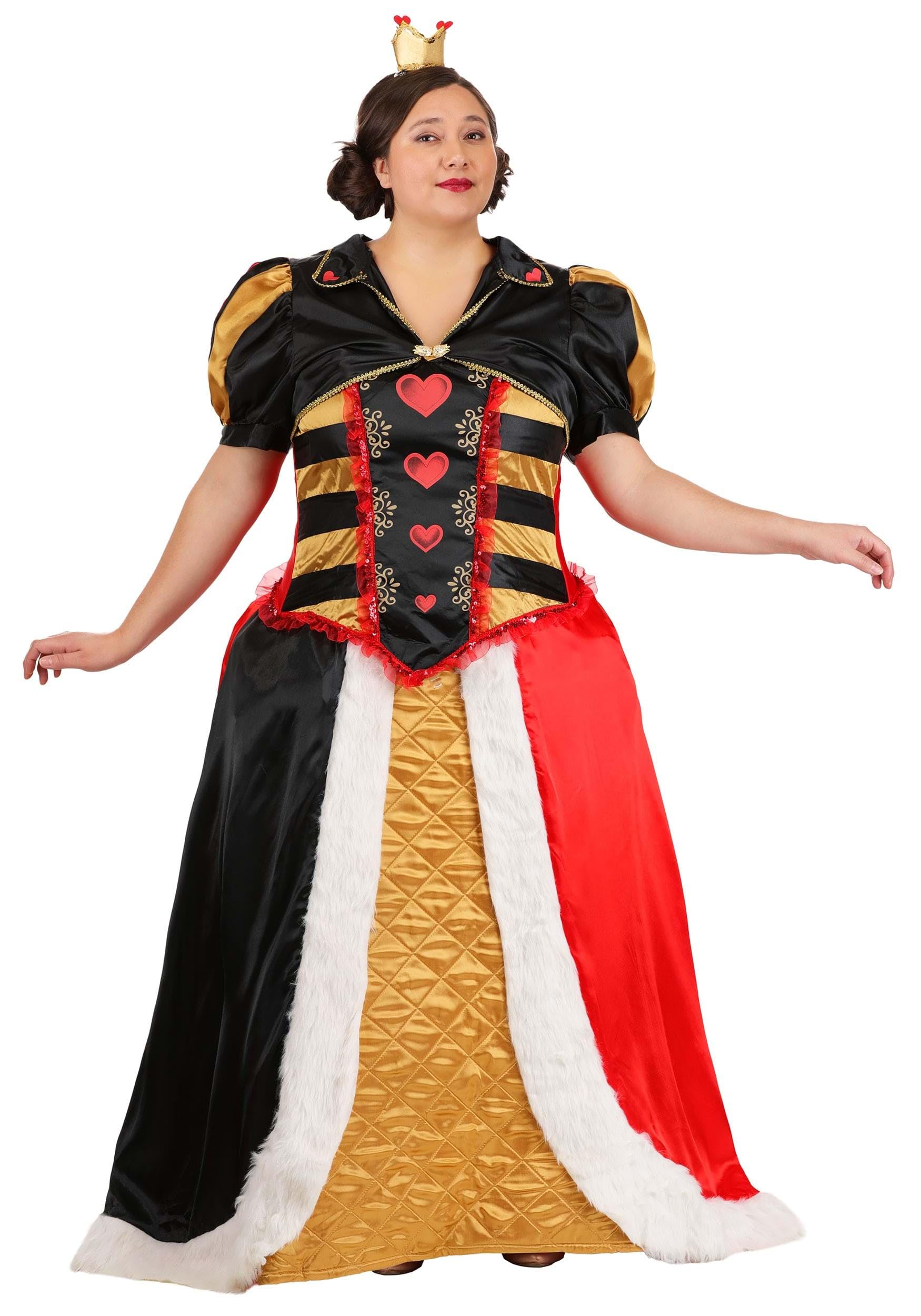 Women's Wonderland Queen of Hearts Costume Plus Size Adult 3pc Elite Queen of Hearts Costume