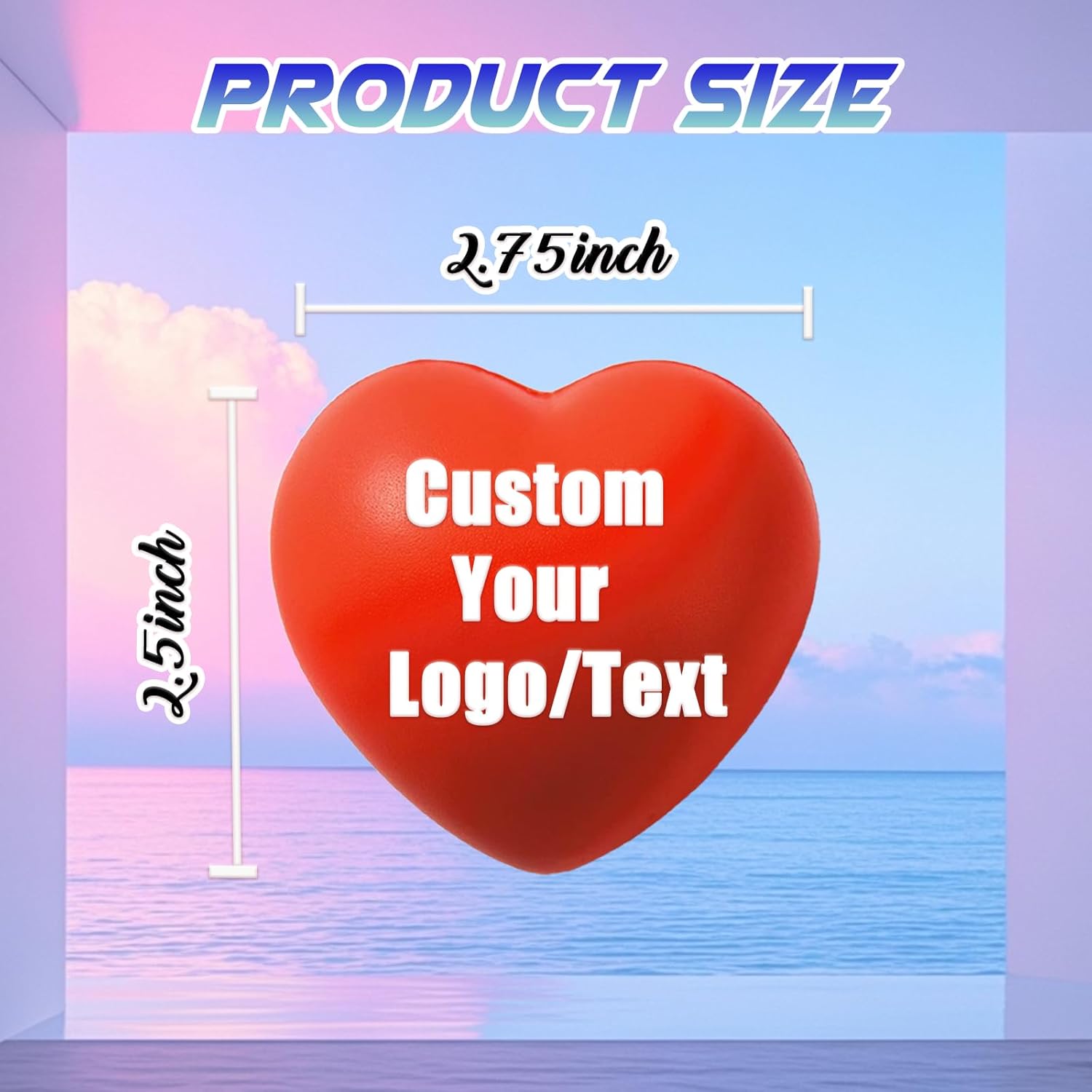 10-100 Pcs Custom Heart Stress Balls with Logo Personalized Stress Balls Bulk with Text for Adults Customized Promotional Gifts for Office Events Home