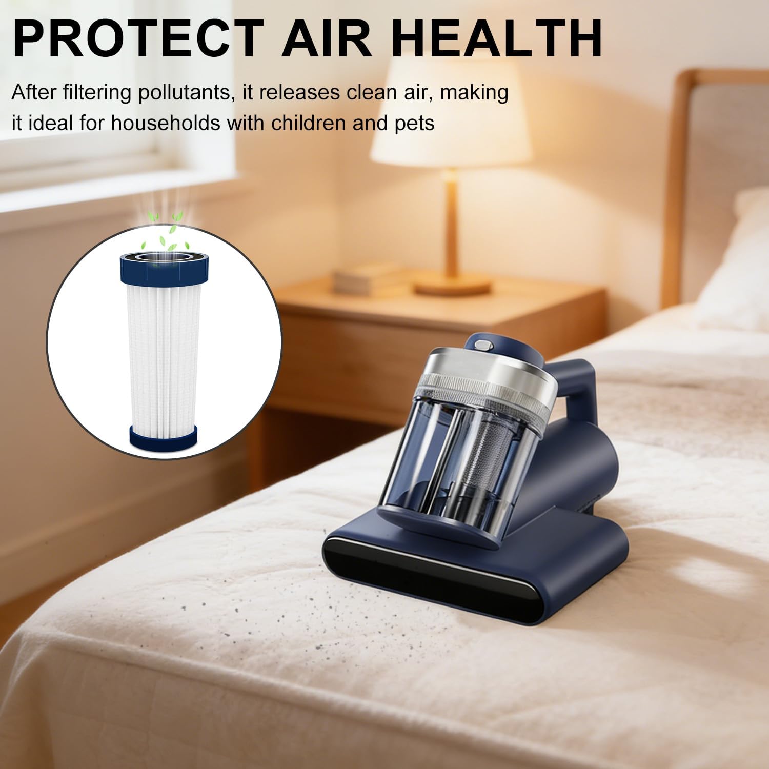 Mattress Vacuum Replacement Filter Compatible with Teant Mattress Vacuum Cleaner,Teant Blue, Gray Upgrade and Pink Bed Vacuum Cleaner.HEAP Filter-4Pack image 2