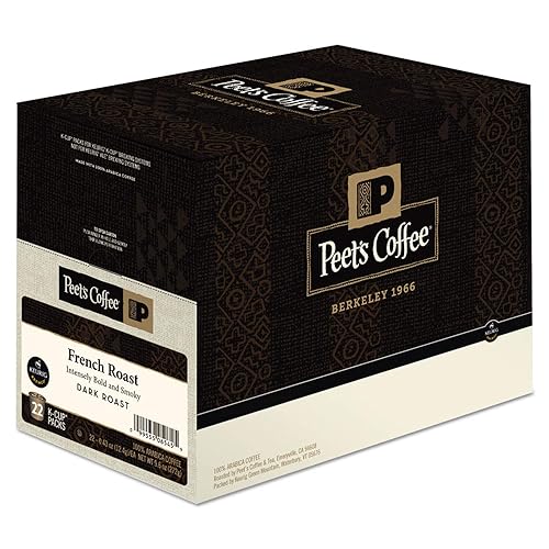 Vista 100 de Peet's Coffee, Cápsulas K-Cup Dark Roast para cafeteras Keurig, tostado francés, 88 unidades (4 cajas de 22 cápsulas K-Cup)