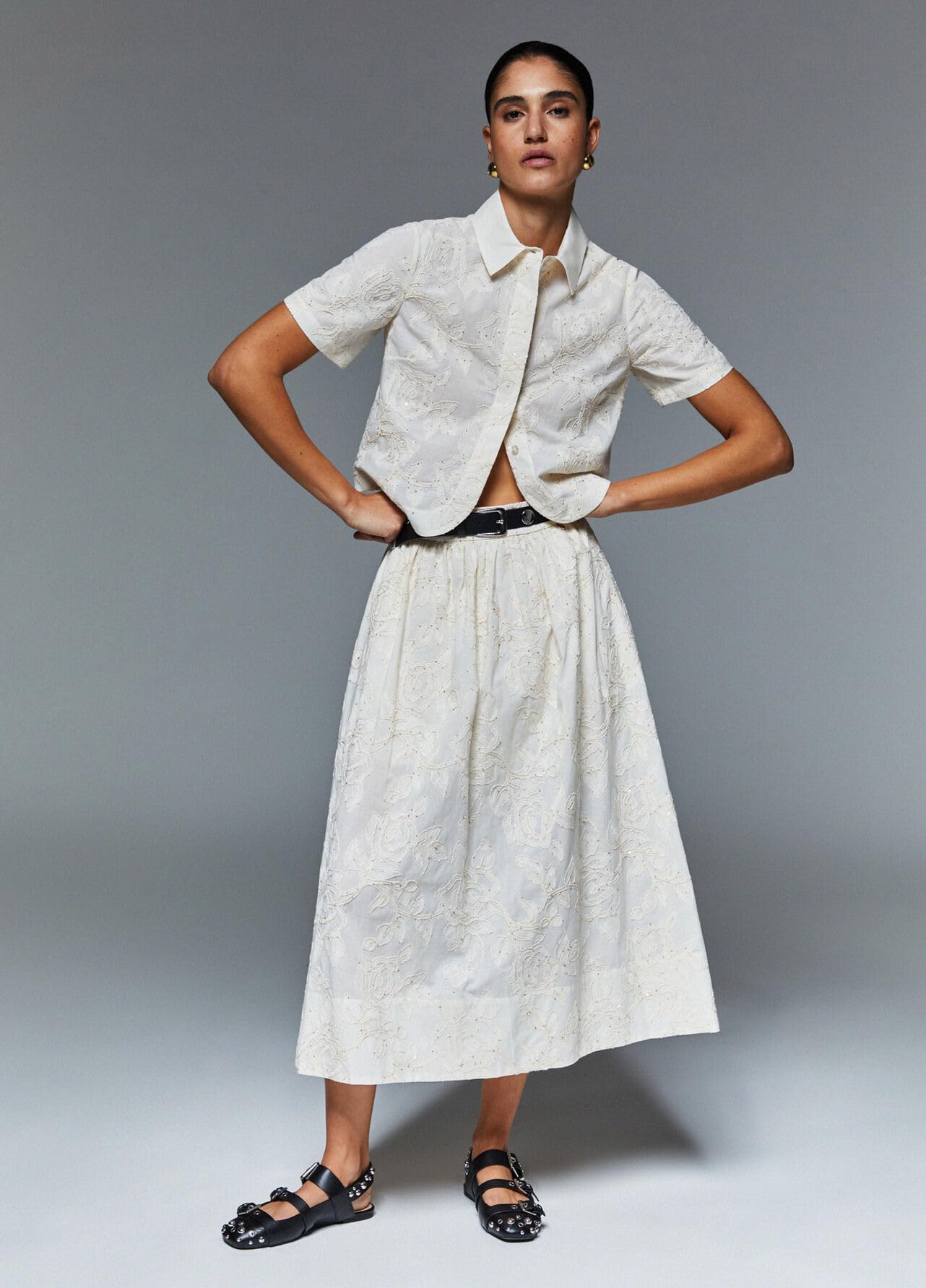 Liu Jo - Falda para mujer - Falda larga midi - Falda de verano - Falda bordada
