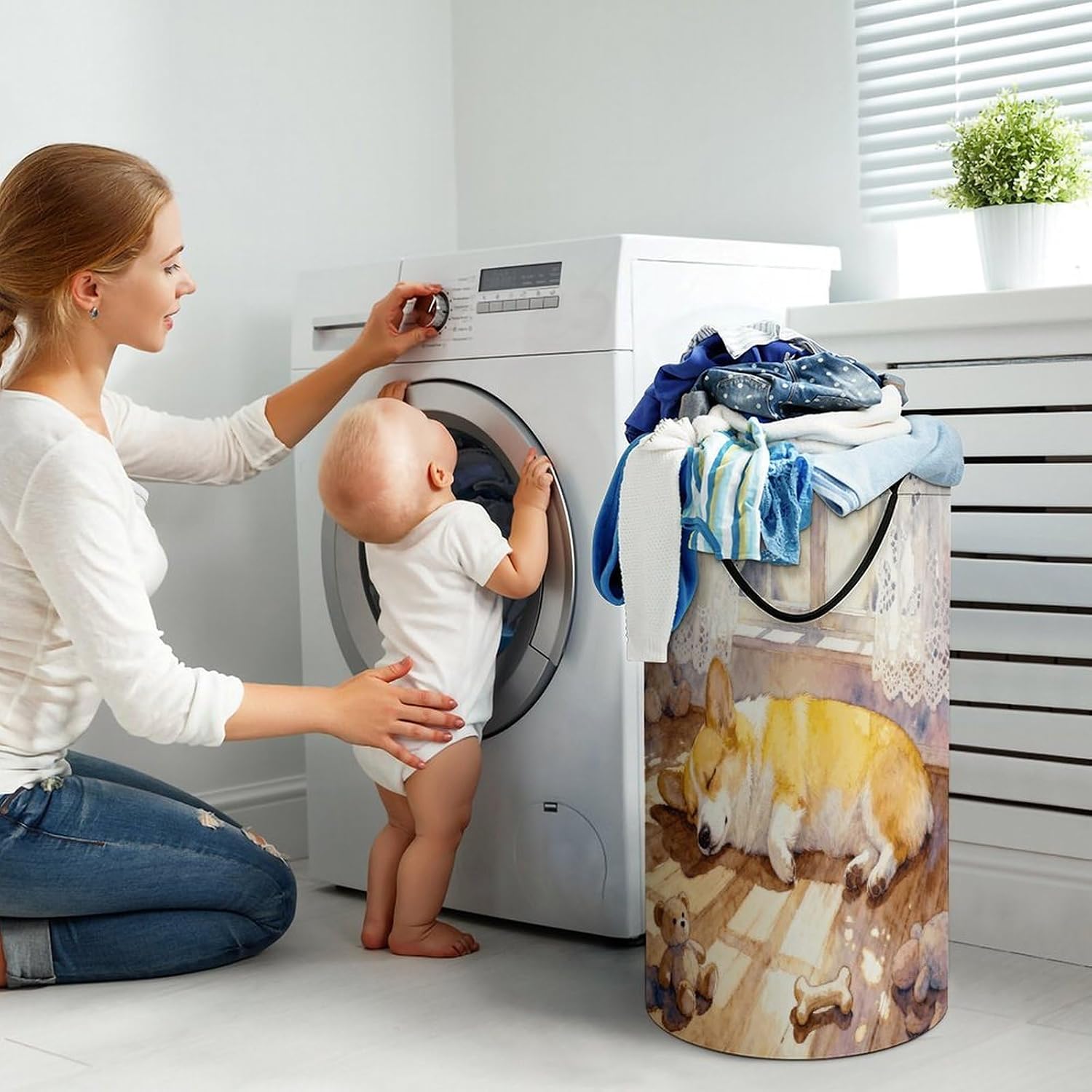 Dirty Clothes Basket Extra Large 110l Open Top Laundry Hamper With Portable Carry Handles, Foldable Waterproof Clothes Basket Spacious Laundry Bag For Bedroom Bathroom Laundry Room Dorm