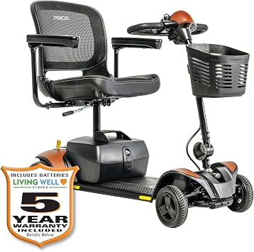 Pride Go Go Elite Traveller 2, 4-Wheel Mobility Scooter, iTurn Technology, 37 Turning Radius, Color Options, with 5-Year Extended Warr Tangerine, 12 AH Battery