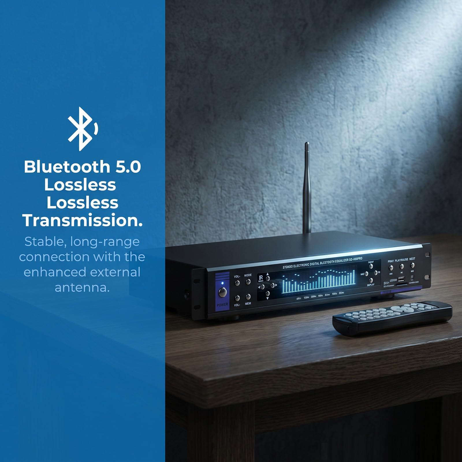 Digitaler Grafik-equalizer, Hifi-audio-equalizer Mit Bluetooth, Lautstärkeregelung, 32-segment-musikspektrumanzeige, Fernbedienung, 12 Rhythmusmustern Für Aufnahmestudios C