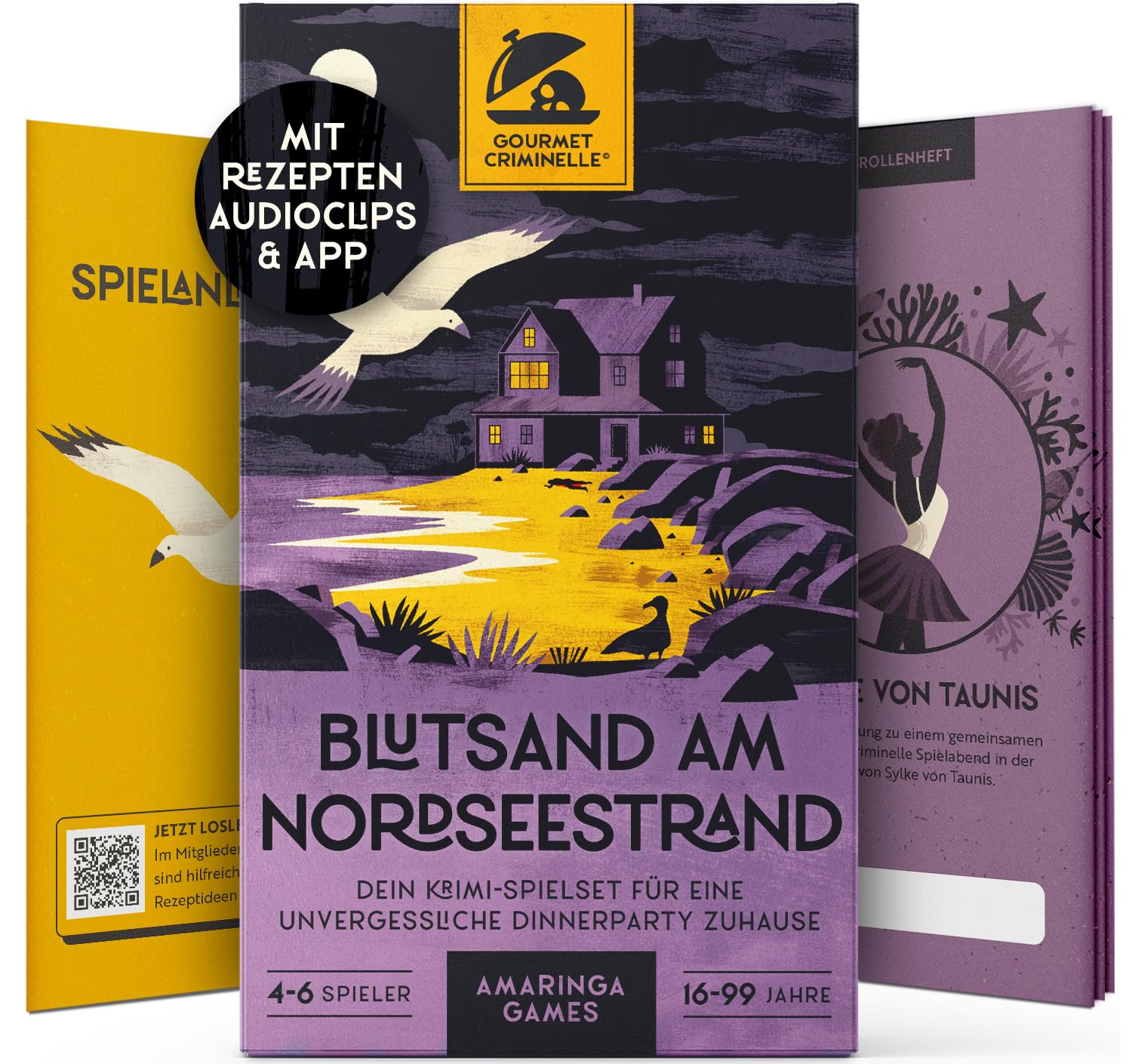 Gourmet Criminelle® Krimidinner für zuhause I 4-6 Personen I Mysteriöser Mordfall Blutsand am Nordseestrand für Deine Crime Dinner Party I Spannendes Krimi Dinner Spiel ab 16 Jahren I 4-6 Spieler