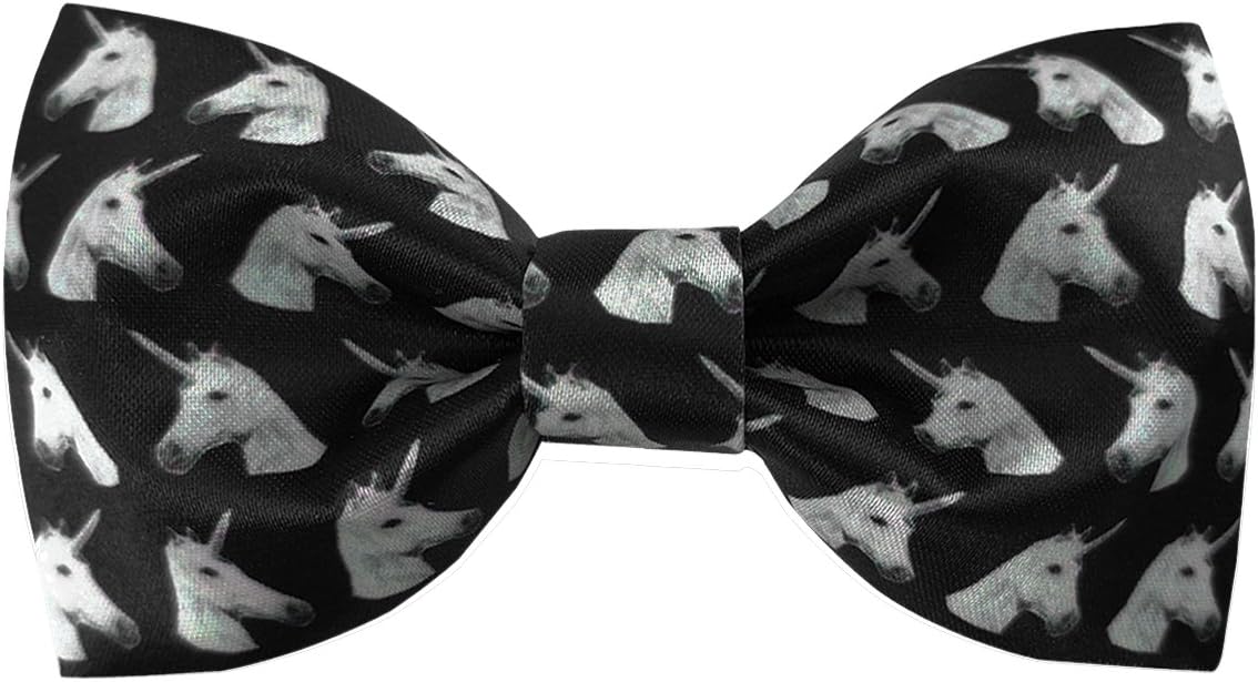GUUNIEE 100% Satin Silk Mens Pre-tied Bowtie Unicorn Horse Solid Bow Ties