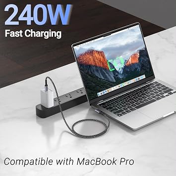 USB4 Cable 3.3ft 2 Pack 240W USB C to USB C Cable Light Angle 40Gbps High Speed Data Single 8K/Dual 4K Display Thunderbolt 4 Thunderbolt 3 Monitor Compatible with iPhone 15 Pro Max