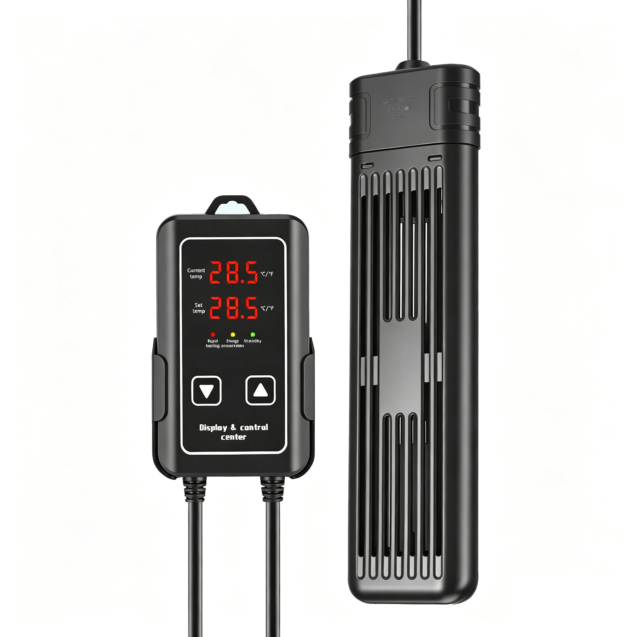 Chauffage Aquarium 600W Réglable avec Contrôleur Externe à Écran LCD, Protection Contre Surchauffe, Chauffage pour Aquarium Eau Douce et Salée (200-400L)