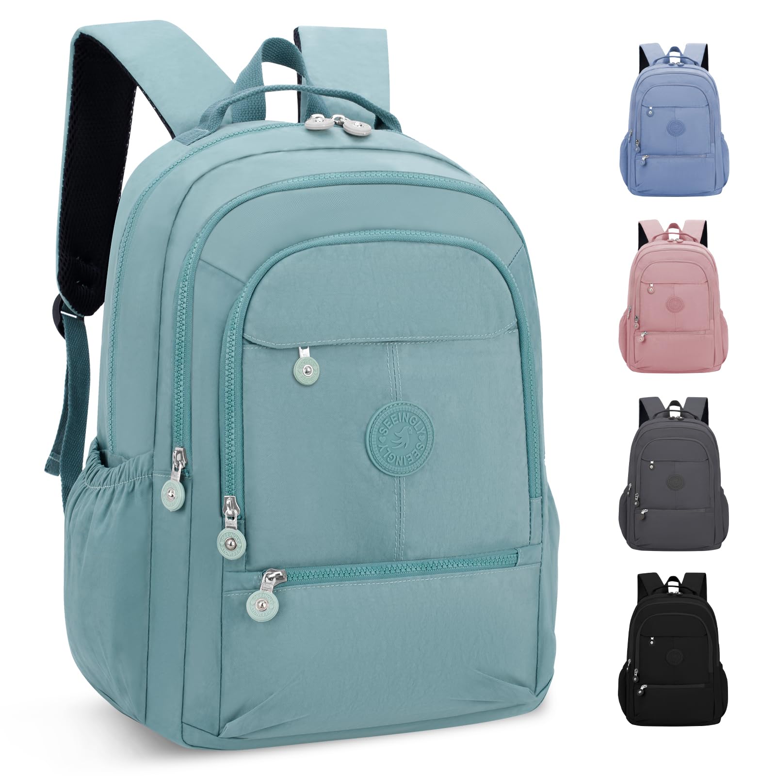 Zaino Donna Capiente 30x38cm Nylon Leggero – Per Scuola, Lavoro E Viaggi – Comparto Tablet