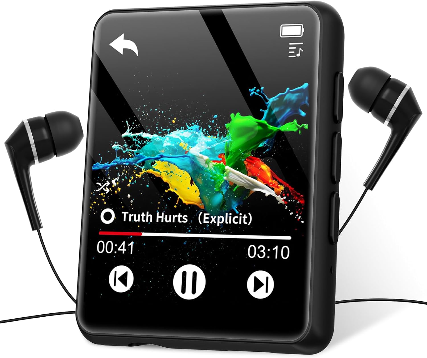 32GB Mp3 Player with Bluetooth 5.0 Portable Full Touch Screen Mp3 Player with Speakers Portable hi-fi Musadio Recording mp3 Player for Kids Suitable for Sports (Black)