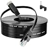 MEIPEKCat 6 Flat Internet Cable 30 Meters Ethernet Cable 30m, Slim Extra Long Lan 30m High Speed Thin Rj45 Black 100ft for Router Modem