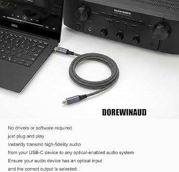 USB-C - Toslink 光オーディオケーブル、単方向Type-C - SPDIF。 | 金メッキコネクタとナイロン編組構造で、コンピューター/ラップトップ/携帯電話/サウンドカード/スピーカー1mに適しています。