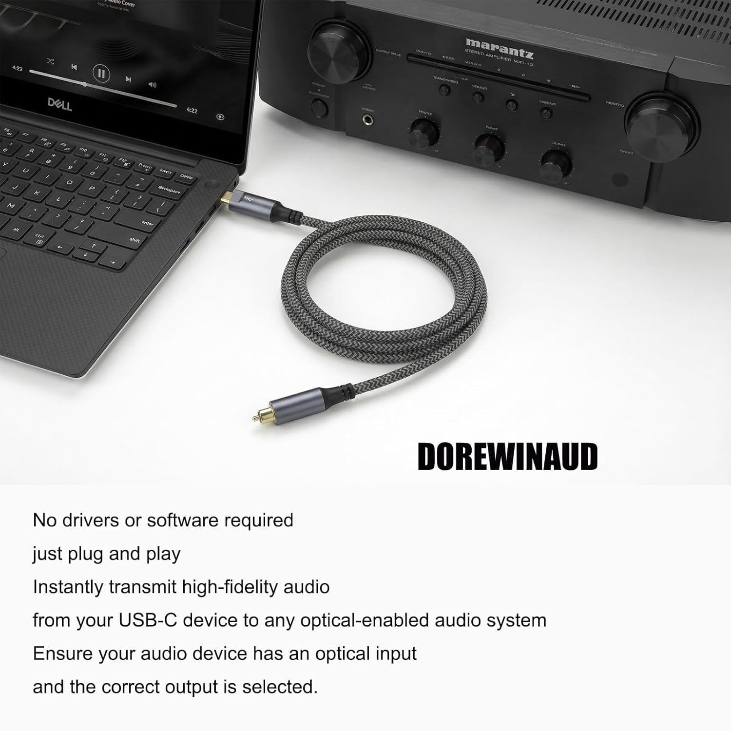 USB-C to Toslink Optical Audio Cable, Unidirectional Type-C to SPDIF