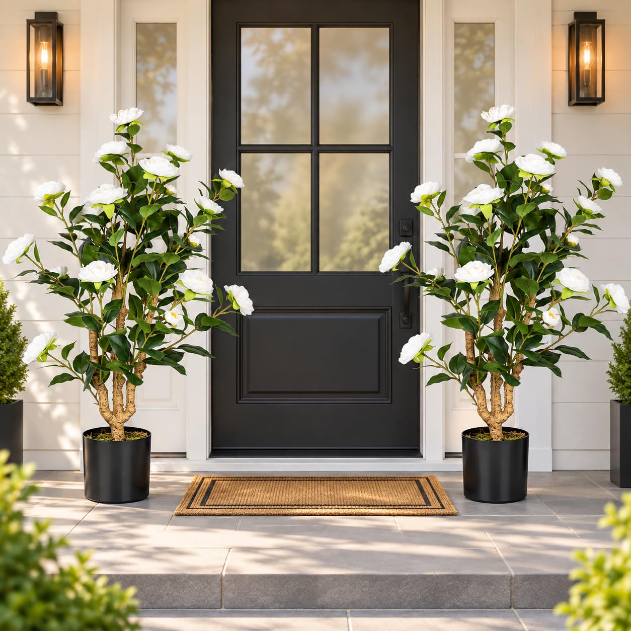 Photo 1 of ICEYBLOOMS 2 Pack 3FT Artificial Camellia Trees