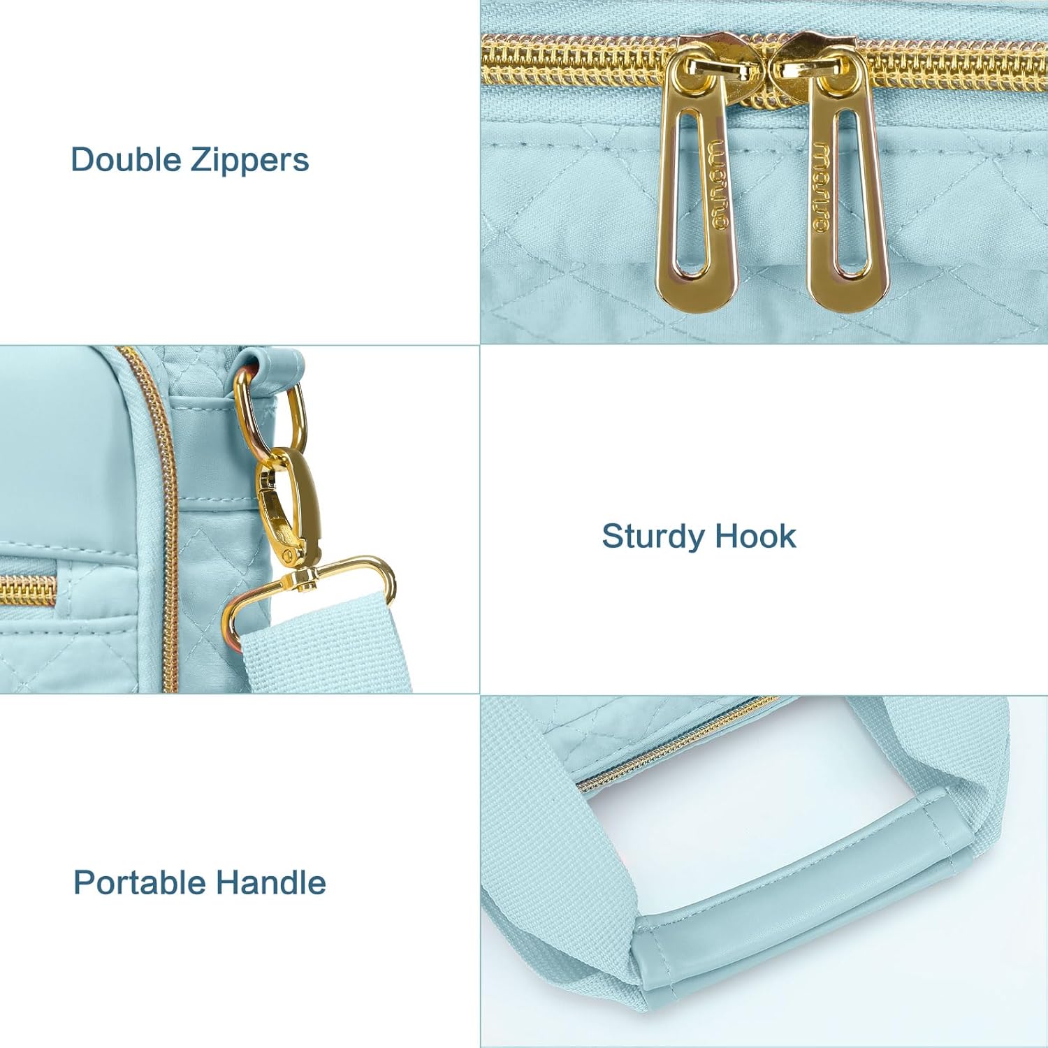 MOSISO 15-15.6 inch Laptop Bag, Briefcase for Women&Men, 16 inch Square Quilted Computer Messenger Bag Office Travel Business with 3 Pockets&Strap, Ice Blue - Image 7