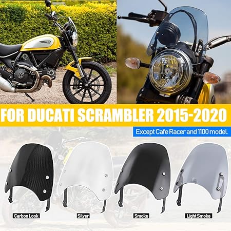 Amazon Com Motorcycle Flyscreen Windshield Windscreen Wind Deflectors For Ducati Scrambler 400 800 803 Street Classic Icon Mach Sixty2 Full Throttle Desert Sled 15 16 17 18 19 Carbon Look Automotive