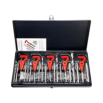 ORIGINTECH 131PCS Metric Thread Repair Tool Kit, HSS Drill Helicoil Repair Kit, Threaded Inserts Installation Tool and Tang Break-Off Tool Set for Repairing M5 M6 M8 M10 M12 Internal Screw Holes
